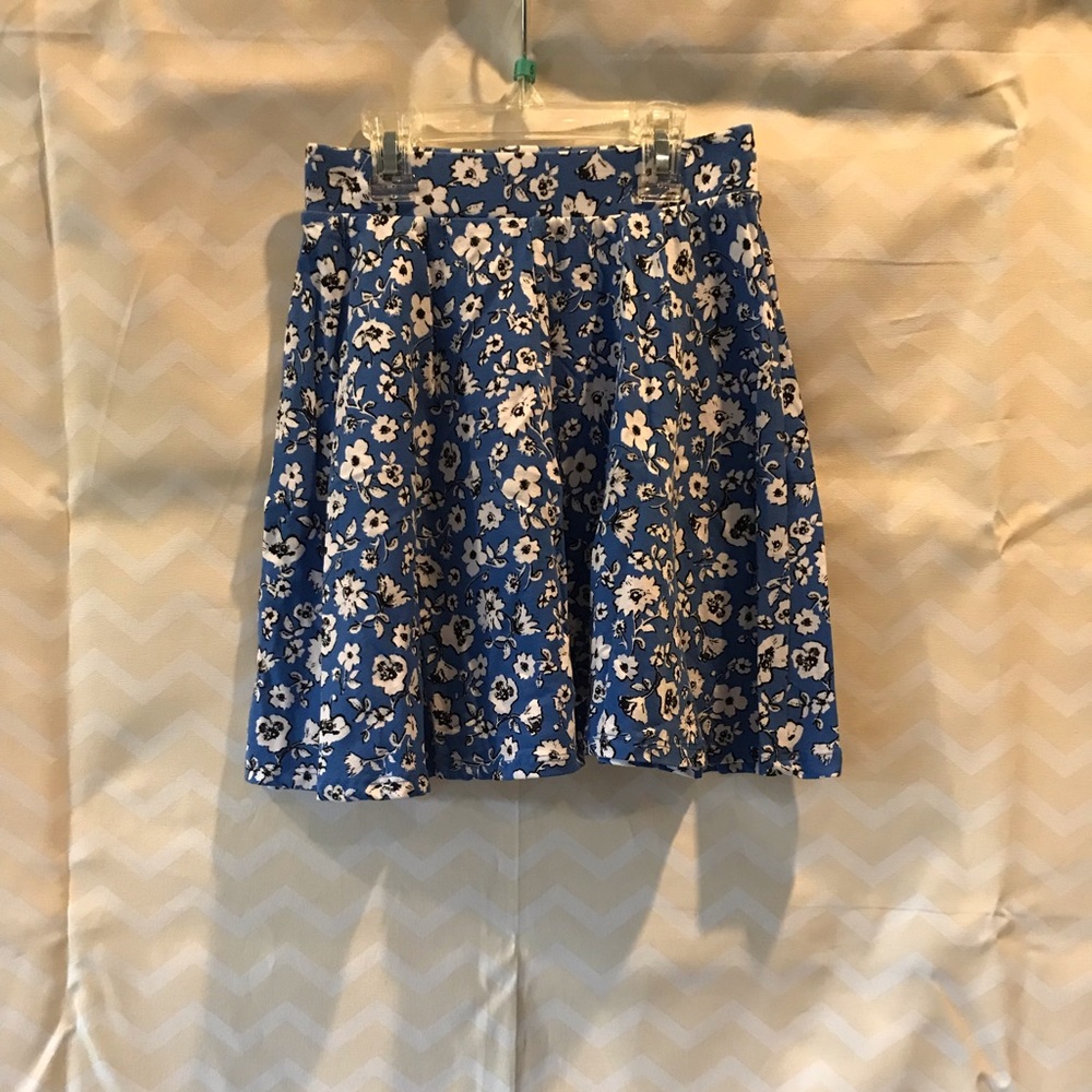 Blue floral skater skirt